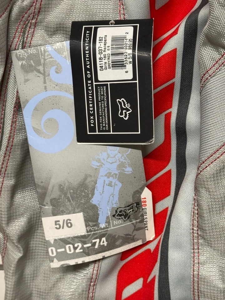 Fox Racing Girls 180 Motocross Racepants Grey/Red 5/6